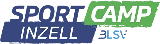 Logo mit dem Schriftzug "Inzell Camp", wobei "Inzell" in weißen Buchstaben auf dunkelblauem Hintergrund und "Camp" in weißen Buchstaben auf grünem Hintergrund steht.